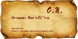 Orowan Marióra névjegykártya